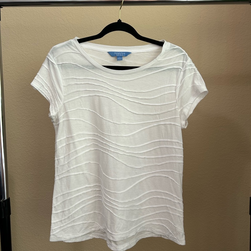 Simply Vera Vera Wang White Textured Short Sleeve Top